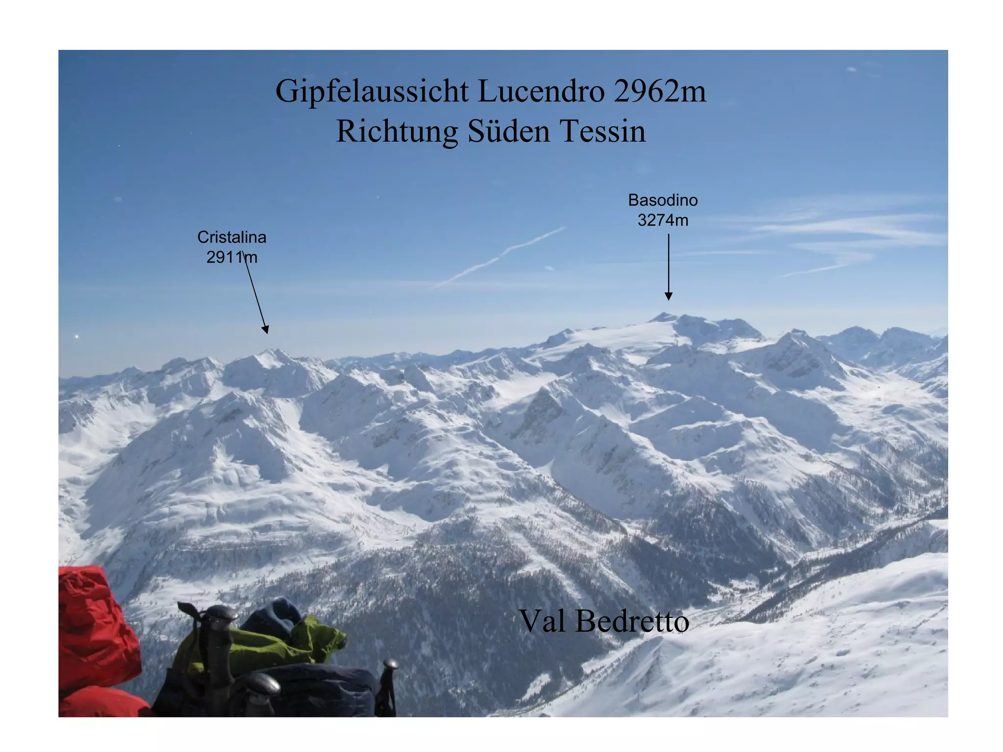 Gipfelaussicht Lucendro 2962m Richtung Süden Tessin Cristalina 2911m Basodino 3274m Val Bedretto 