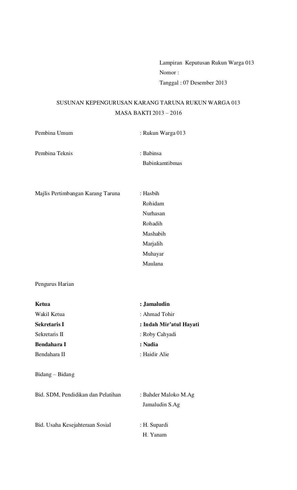 Contoh Sk Karang Taruna Desa - Dunia Sosial