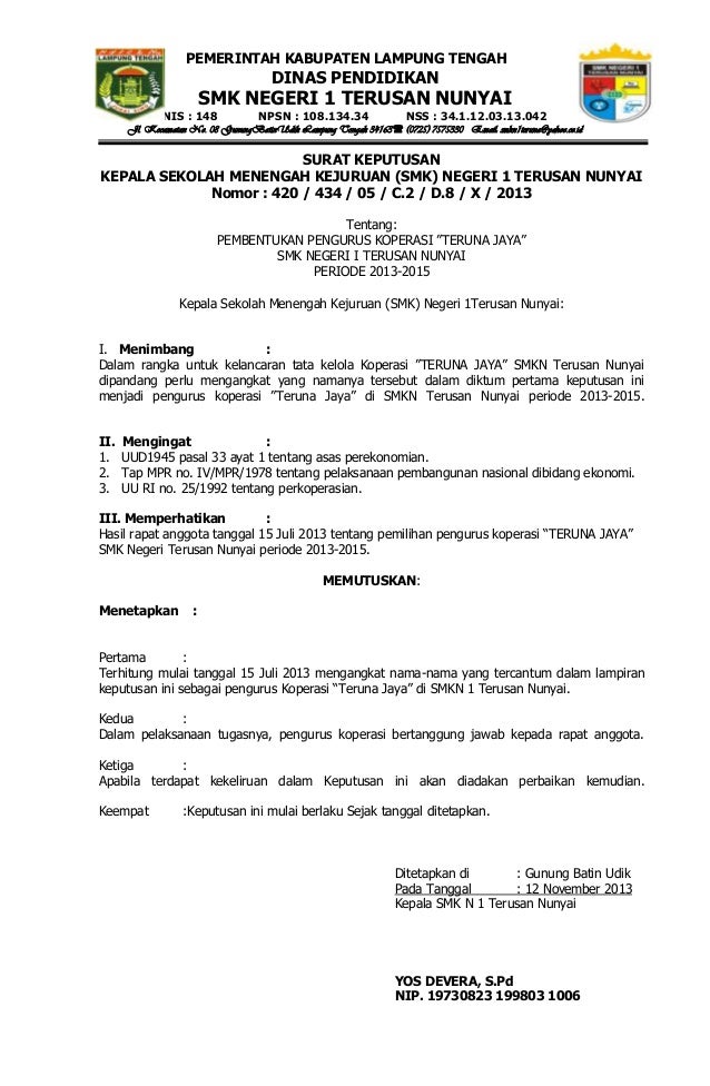 Contoh Sk Pengangkatan Ketua Dan Bendahara - Guru Paud