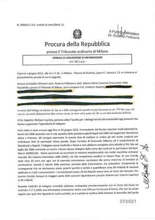 Multa slot, il verbale di Rapetto