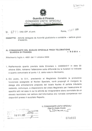 Multa slot, il verbale di Rapetto