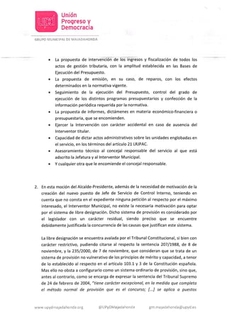Alegaciones a la nueva plaza de Jefe de Servicio de Control Interno