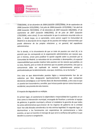 Alegaciones a la nueva plaza de Jefe de Servicio de Control Interno