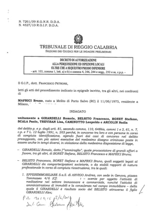 Caso Belsito, l'ordinanza del Tribunale di Reggio Calabria