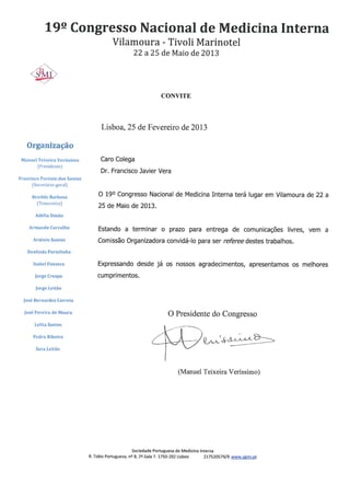 Letter to moderate on 19th Congress pof the SPMI 2013
