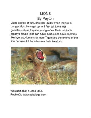 Animal Research Reports - Mrs. Lepp's Class