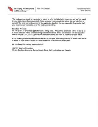 EPIP New York Chapter Steering Committee Application