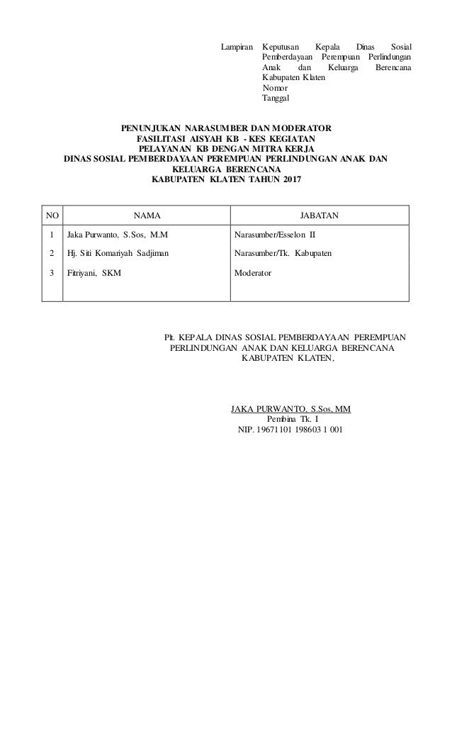 Contoh Sk Narasumber Dan Moderator Dunia Sosial