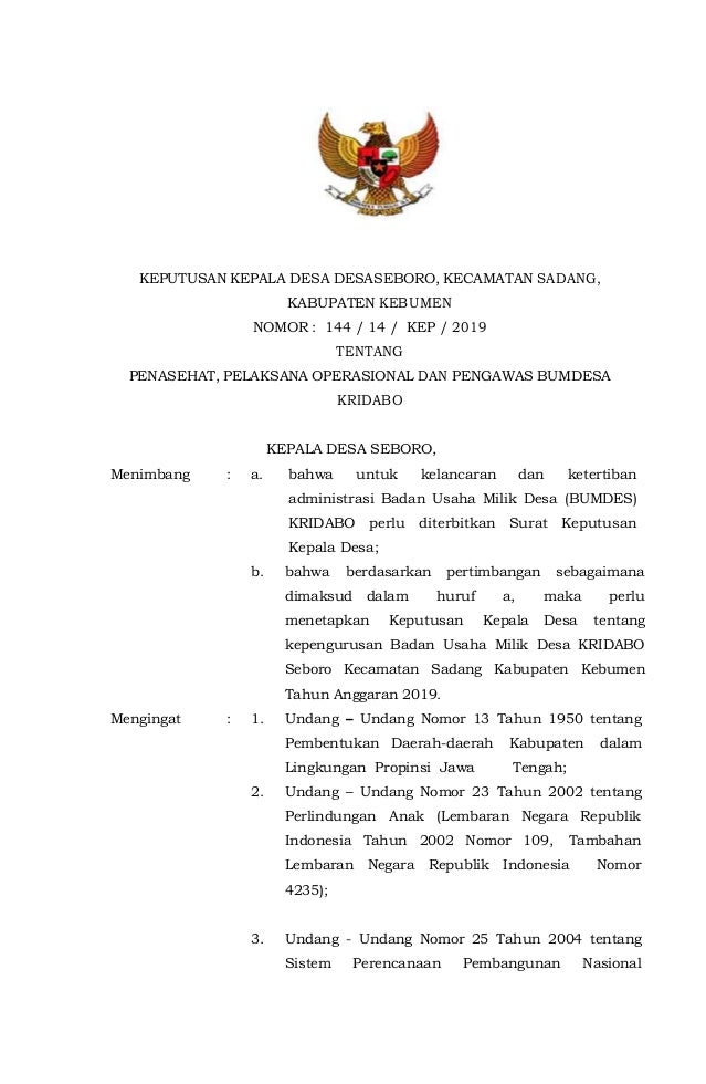 Contoh Sk Bumdes 2020 Guru Ilmu Sosial