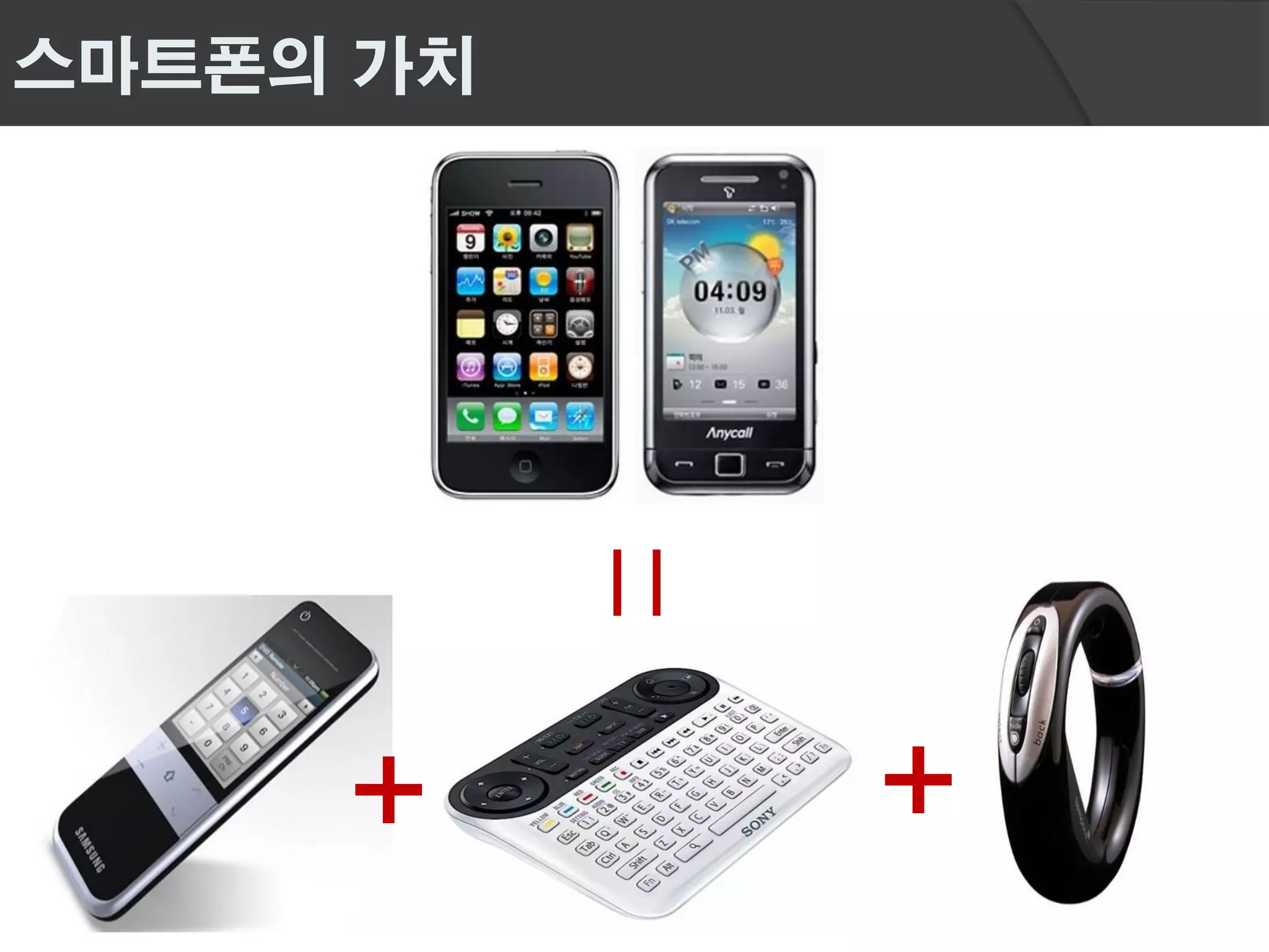 스마트폰의 가치




           +
           ||


     +          +
 