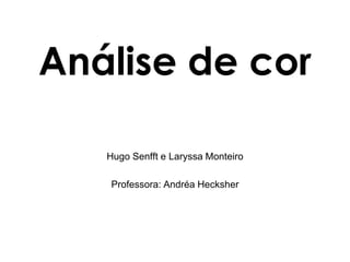 Análise de cor

   Hugo Senfft e Laryssa Monteiro

   Professora: Andréa Hecksher
 