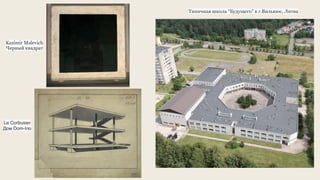 Le Corbusier
Дом Dom-Ino
Kazimir Malevich
Черный квадрат
Типичная школа “Будущего” в г.Вильнюс, Литва
 
