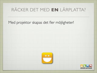 RÄCKER DET MED EN LÄRPLATTA?

Med projektor skapas det ﬂer möjligheter!
 