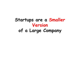 Startups are a Smaller Version of a Large Company  