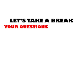 LET’S TAKE A BREAKYOUR QUESTIONS  