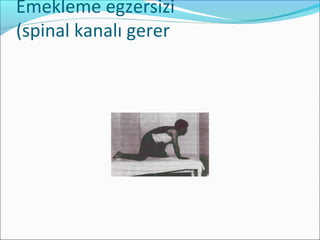 Emekleme egzersizi
(spinal kanalı gerer
 