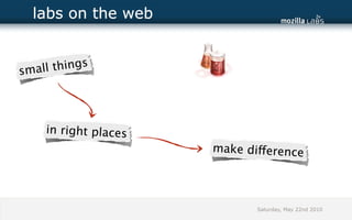 labs on the web


   all th ings
sm



     in right places
                       make difference




                              Saturday, May 22nd 2010
 