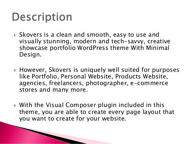Skovers Minimal Portfolio Wordpress Theme Ppt Skovers Minimal Portfolio Wordpress Theme Ppt