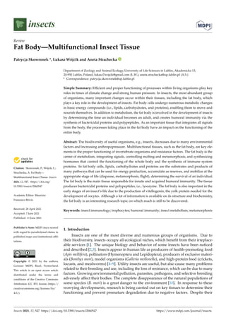 Faat Insect Multifunctional Roles of the Insect Fat Body in Metabolism, Immunity ...