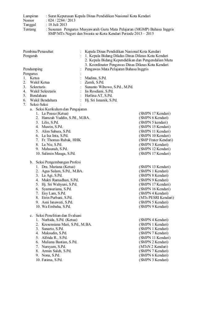 Surat Keputusan Dalam Bahasa Inggris