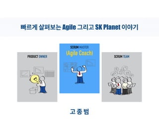 PRODUCT OWNER
SCRUM MASTER
(Agile Coach) SCRUM TEAM
빠르게 살펴보는 Agile 그리고 SK Planet 이야기
고 종 범
 