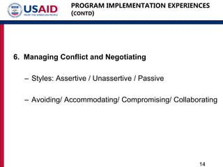 Reflections on challenges for program design and implementation