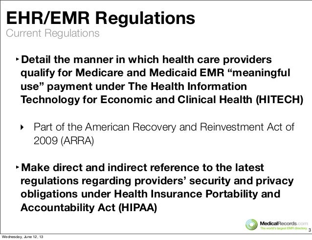 Electronic Medical Record Regulations Electronic Medical Record Regulations