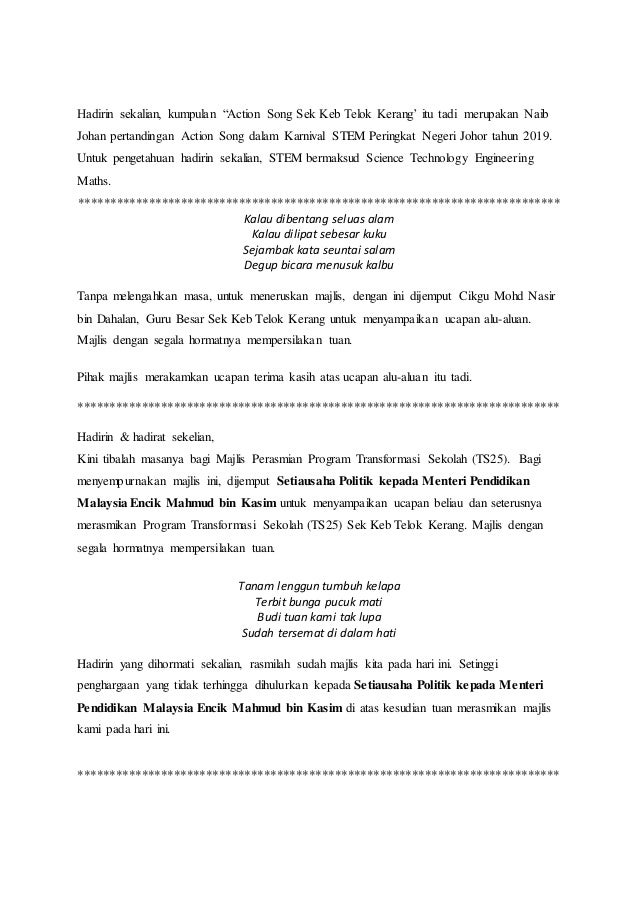 Teks Pengacara Majlis Kerabat Diraja Seorang Pengacara Majlis Sangat