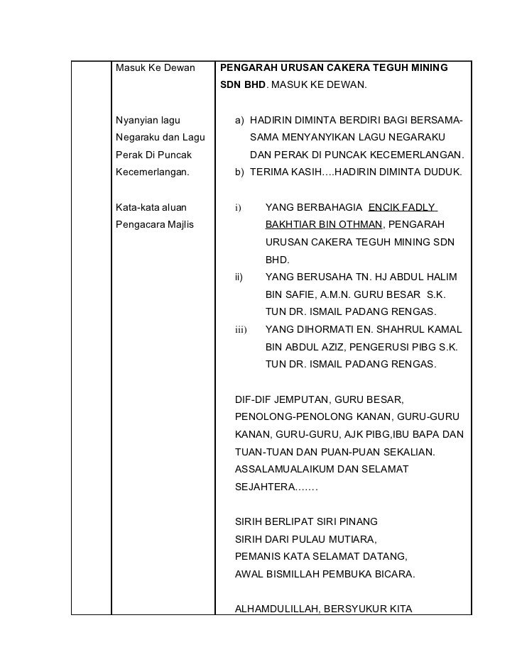 Skrip Pengacaraan Majlis