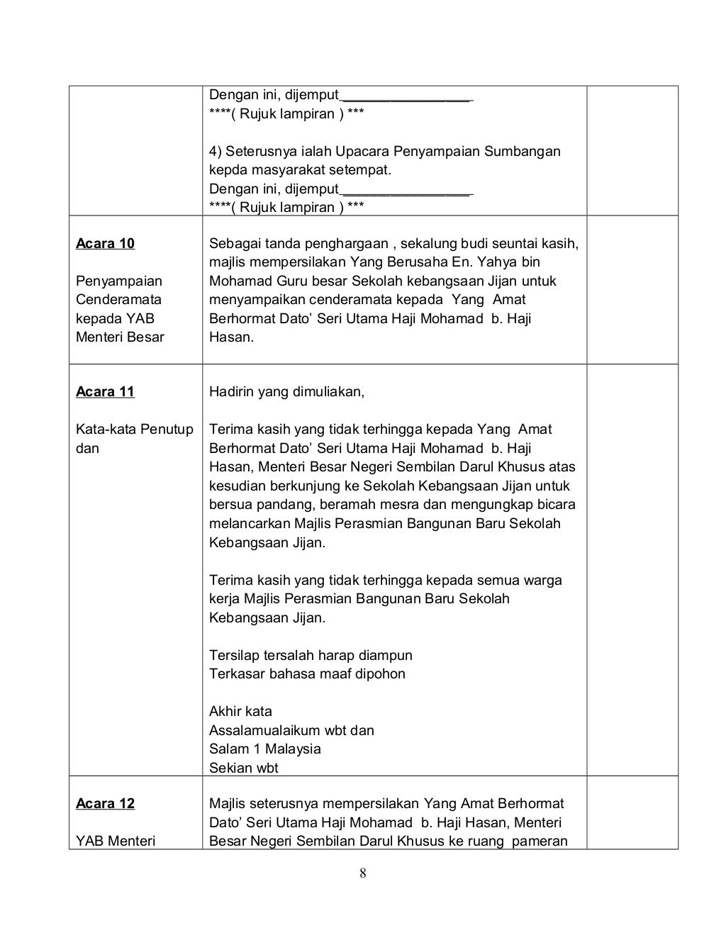 Skrip Pengacara Majlis Rasmi - TEKS UCAPAN PENGACARA MAJLIS sambutan