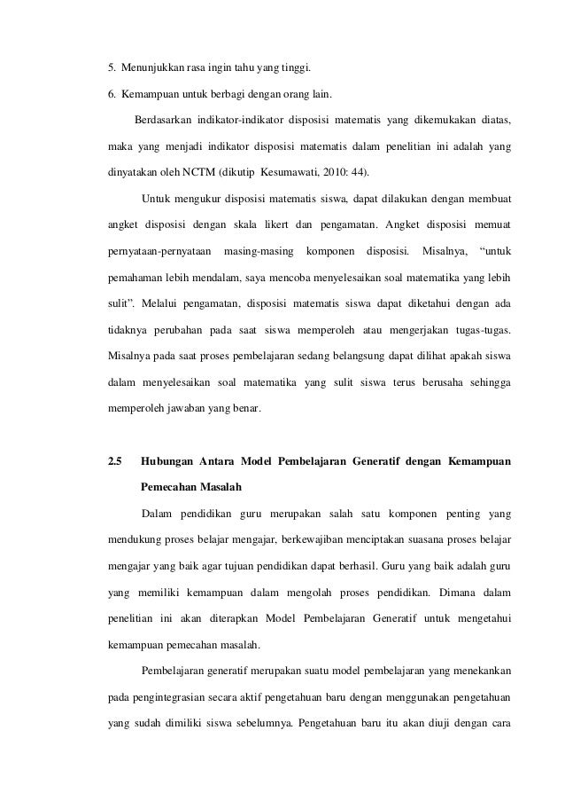 Skripsi Mpg Pemecahan Masalah Dan Disposisi Matematis