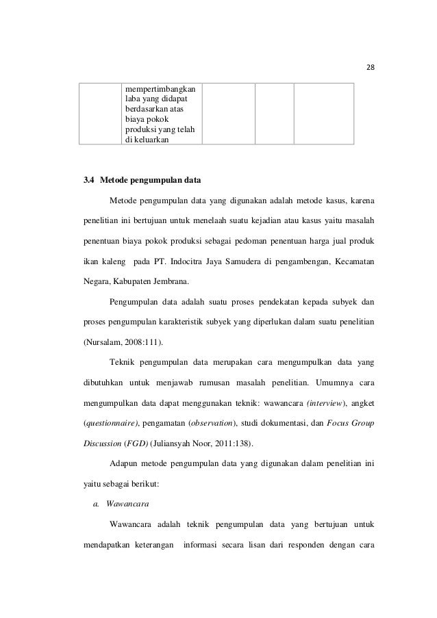 Analisis biaya pokok produksi dengan pedoman penentuan 