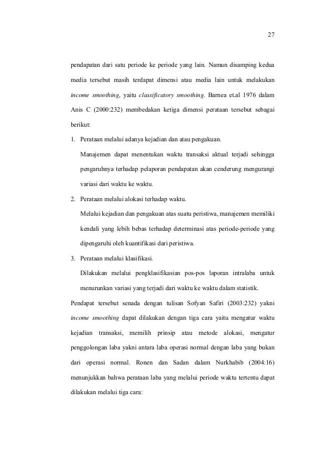 Skripsi akuntansi pengaruh income smoothing (perataan laba)