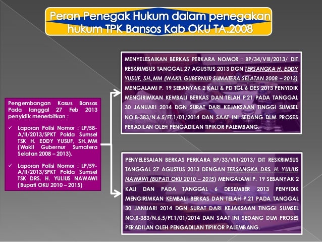 Penegakan Hukum Korupsi Bansos