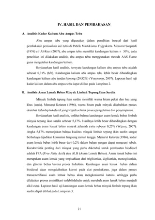 Pembuatan biodiesel dari limbah minyak tepung ikan sardin dengan