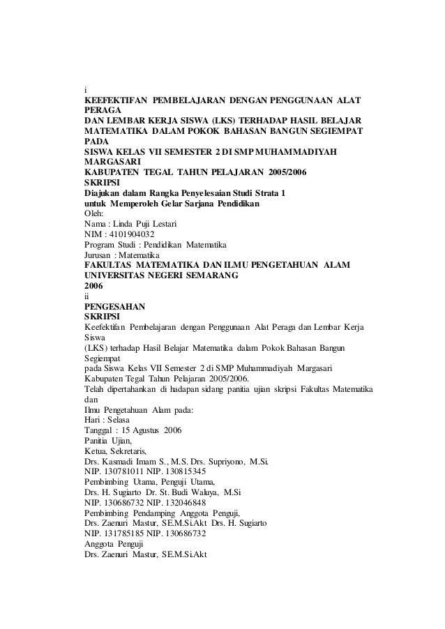 15 Judul Skripsi Pendidikan Matematika Ptk