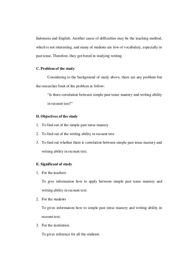 Skripsi The Correlation Between Simple Past Tense Mastery And Writing Skripsi The Correlation Between Simple Past Tense Mastery And Writing