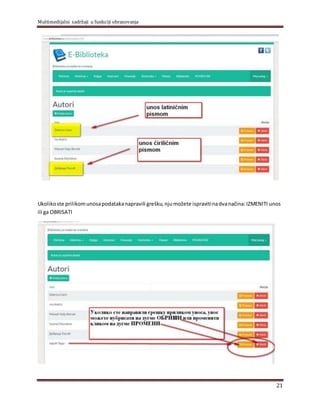 Multimedijalni sadržaji u funkciji obrazovanja
21
Ukolikoste prilikomunosapodatakanapravili grešku,njumožete ispravitinadvanačina:IZMENITI unos
ili ga OBRISATI
 