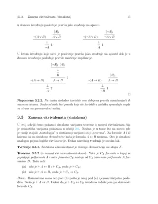 §3.5. Hilbertovski sistem 19
Polazeći od gornje formule (3), primenjujući ovu proceduru, dobićete formulu
(¬p ∨ q ∨ ¬q ∨ r...