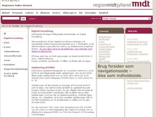 Brug forsiden som navigationsside –  ikke som indholdsside. 