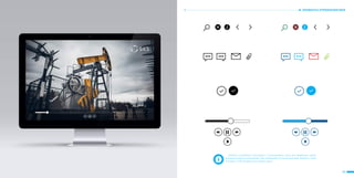 84 85
ЭЛЕМЕНТЫ УПРАВЛЕНИЯ WEB
Элементы управления исполняются в монохромном цвете или фирменных цветах
указанных в данном приложении. При необходимости в монохром виде элементы ставят
на плашку с 30% прозрачности черного цвета.
 