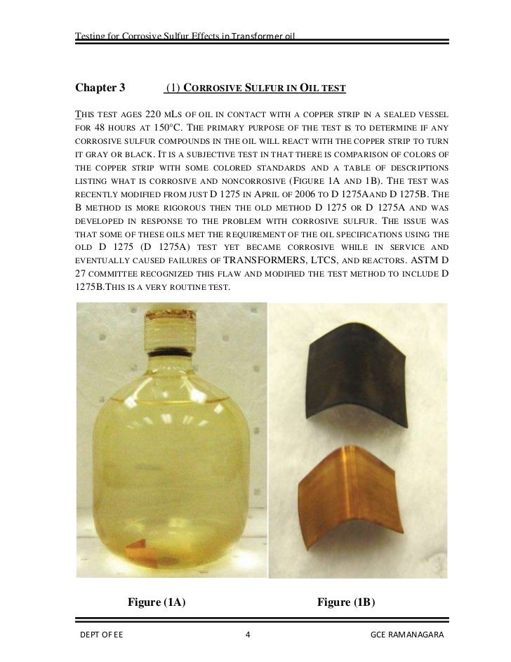 testing for corrosive sulfur effect in transformer oil report BY SH…