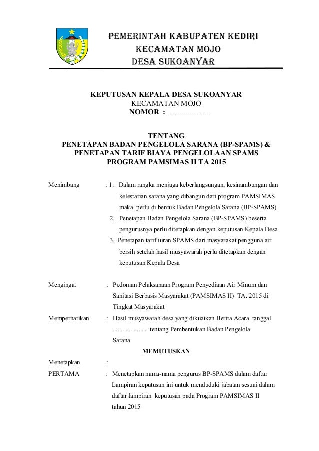 Contoh Sk Imam Desa Masnurul