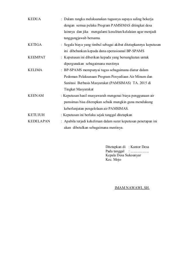 Contoh Sk Imam Desa Dunia Sosial