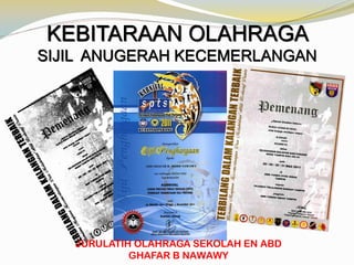 KEBITARAAN OLAHRAGA
SIJIL ANUGERAH KECEMERLANGAN

JURULATIH OLAHRAGA SEKOLAH EN ABD
GHAFAR B NAWAWY

 