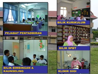BILIK KURIKULUM

PEJABAT PENTADBIRAN

BILIK SPBT

BILIK BIMBINGAN &
KAUNSELING

KLINIK GIGI

 