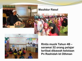 Maulidur Rasul

Rintis muzik Tahun 4B –
seramai 32 orang pelajar
terlibat dibawah kelolaan
Pn Rashidah bt Othman

 
