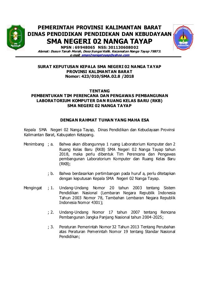 Contoh Sk Supervisi Guru Smp 2019 IlmuSosial.id