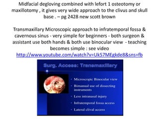 Pterional craniotomy is itself a
SKULL BASE APPROACH – click
https://www.youtube.com/watch?v=
vDGO4kVy0Gc
 