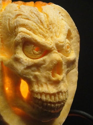 Skull pumpkin in flames
